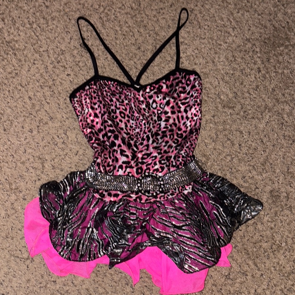 Leopard Print Pink Kids Dance Costume